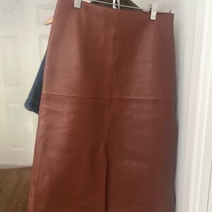 Genuine Leather Skirt By Joseph